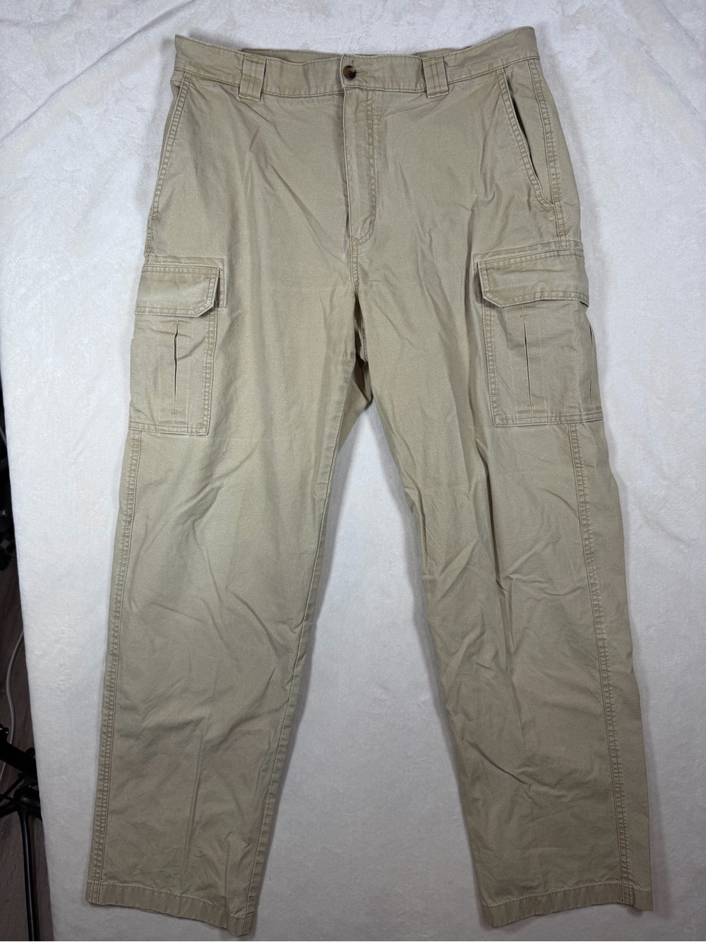 L.L. Bean Size 35W Classic Khaki Cargo Pants – Pocketed Utility Trousers